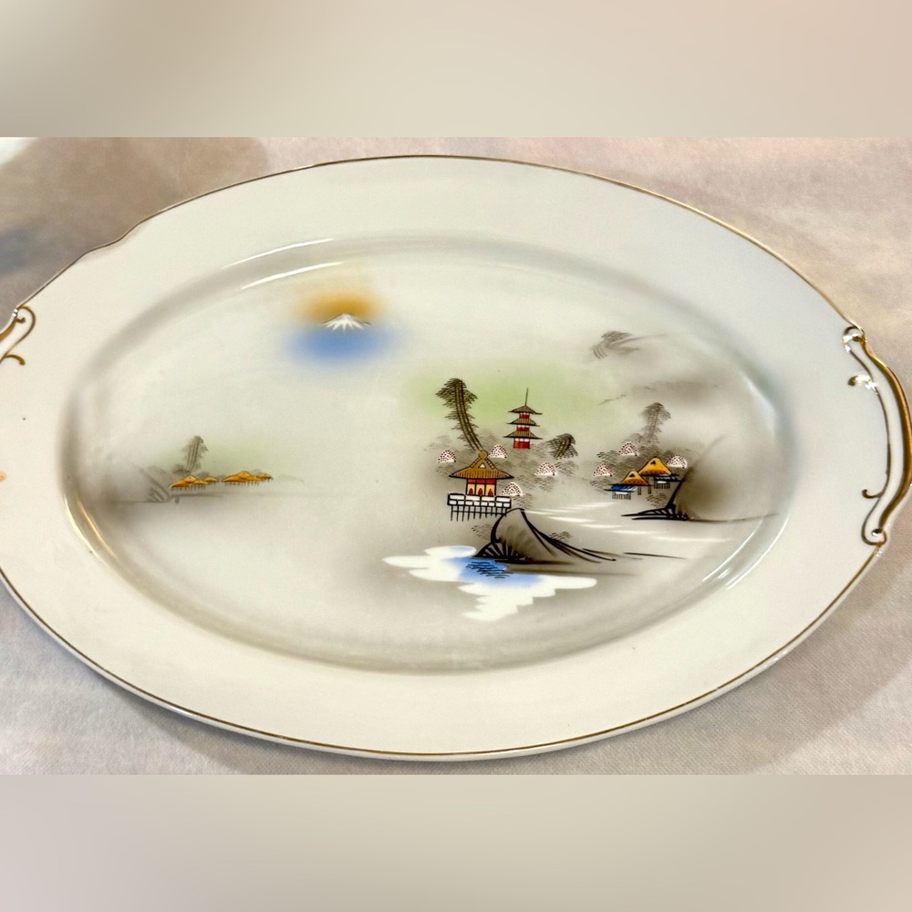 Japanese Kutani porcelain oval platter 15.5”